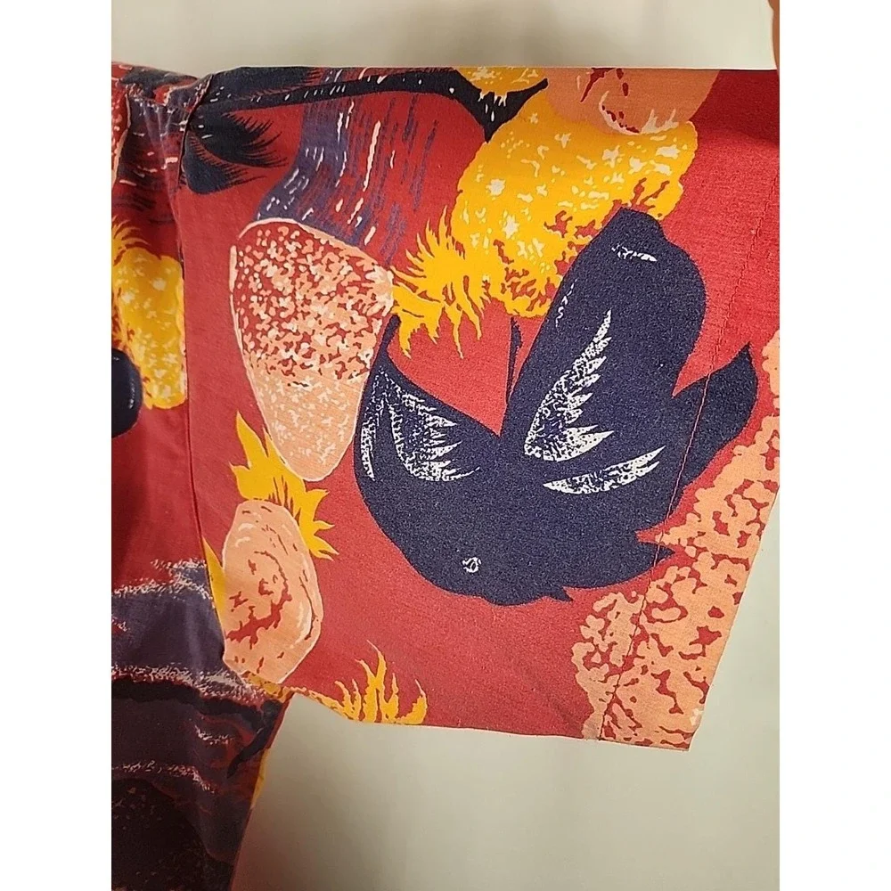 Repage Hawaiian Shirt Red Pineapple‎ Palm Tree Aloha Mens Large Vintage 80s READ